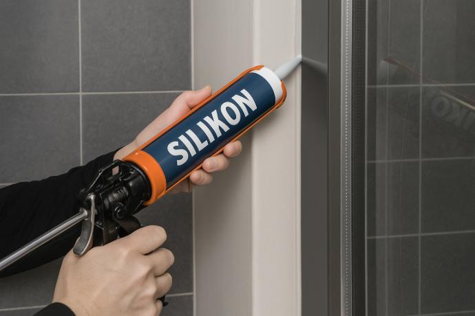 Anschluss- und Dehnungsfuge zwischen Duschglas und Wandsystem